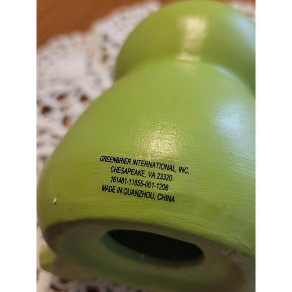 Vintage Greenbrier International Frog Piggy Bank Green Ceramic Whimsical Decor - Picture 5 of 8